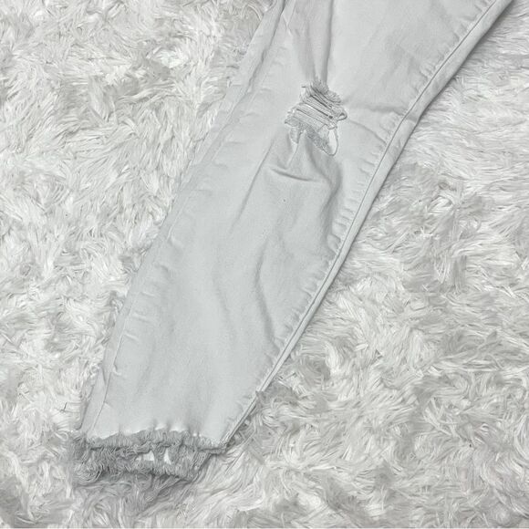 KanCan Estilo Distressed Raw Frayed Hem White Skinny Cropped Jeans Size 3/25 - Picture 9 of 12